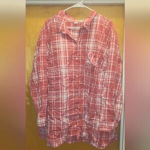 Old Navy Pink Plaid Button-Up Shirt 4x